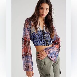 Free People Walk That Walk Printed Blouse